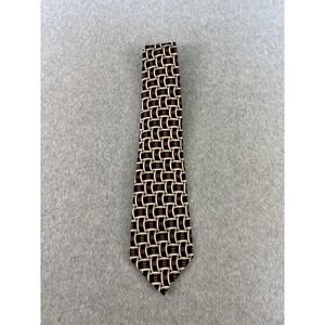 Stafford Executive Mens Black Red Beige Geometric Basketweave Silk Necktie